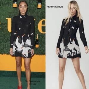 Reformation Serafina Mini Dress with Crane Butterflies